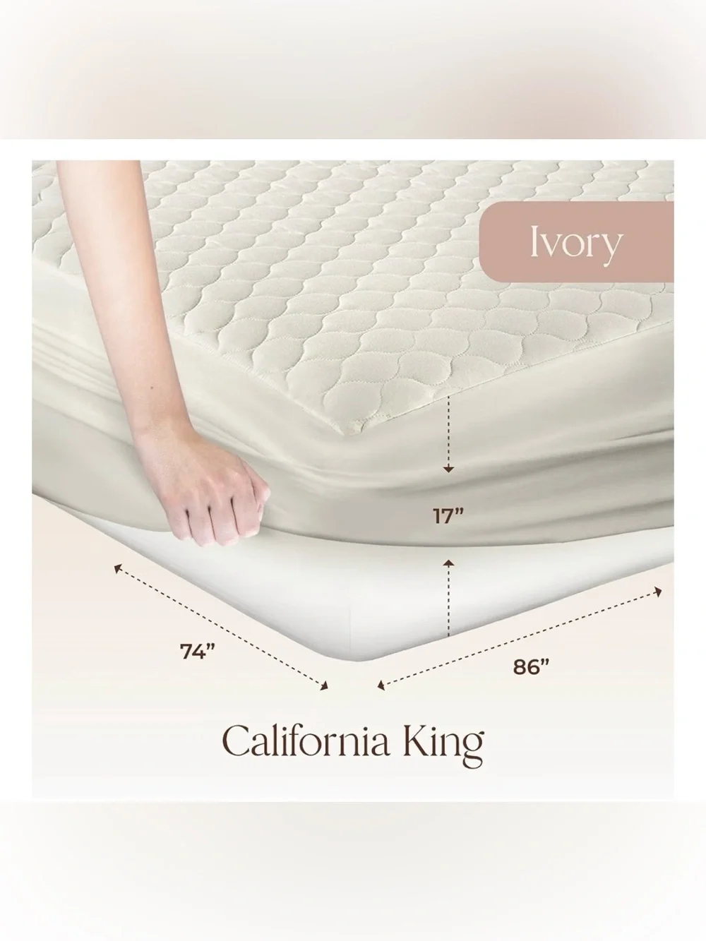 Whisper Organics California King Ivory Quilted Mattress Pad Protector
